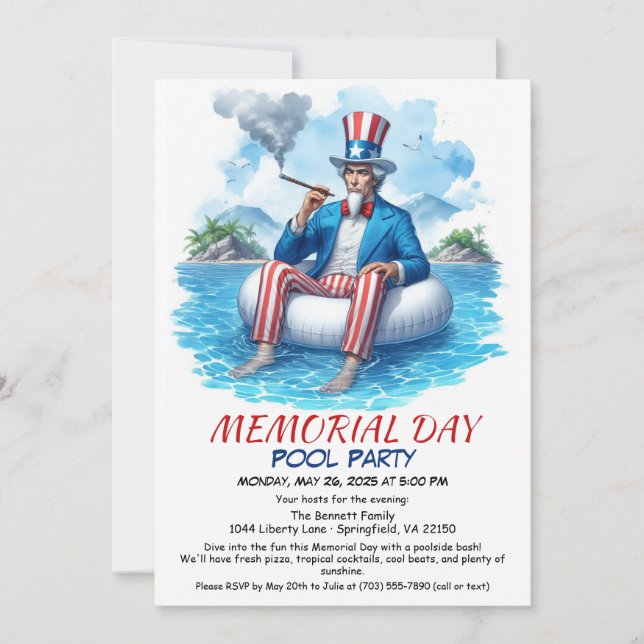 Invitation Memorial Day Pool Party | Summer Bash (Devant)