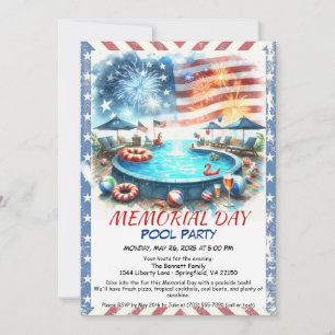 Invitation Memorial Day Pool Party   Summer Bash
