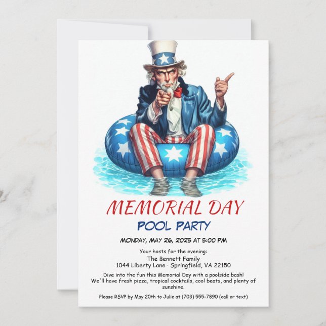Invitation Memorial Day Pool Party | Summer Bash (Devant)