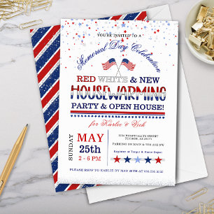 Invitation Memorial Day Red White New House Party