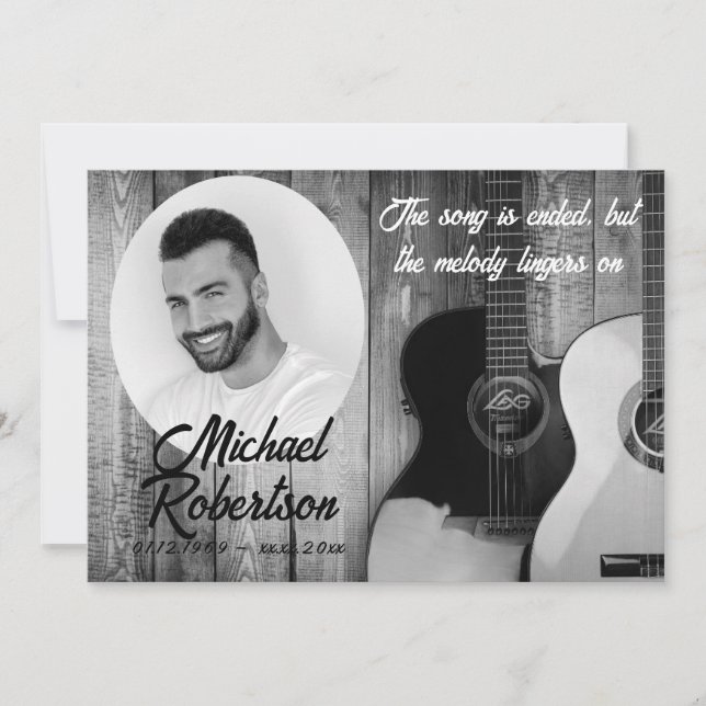 Invitation Mémorial des guitares électriques noires et blanch (Devant)