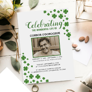 Invitation Mémorial du shamrock Clover   Funérailles irlandai