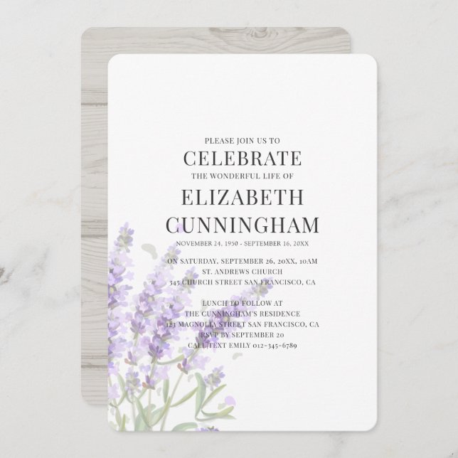 Invitation Mémorial floral de la Lavande violette (Devant / Derrière)