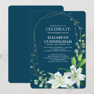 Invitation Mémorial Floral et Foliage moderne