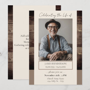 Invitation Memorial Floral Rusitch Bois Photo Funérailles