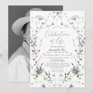 Invitation Mémorial funéraire du Fleur sauvage bleu