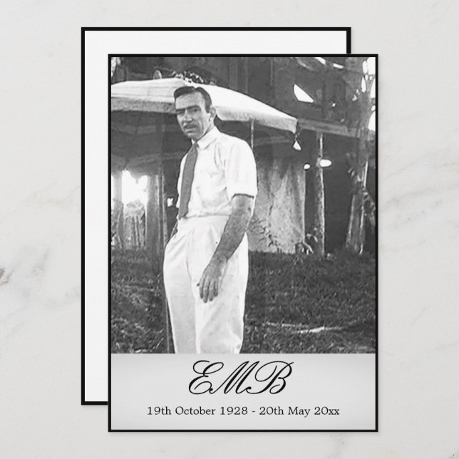 Invitation Mémorial funéraire simple photo (Devant / Derrière)