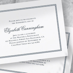 Invitation Memorial Funeral Classic et simple Elegant