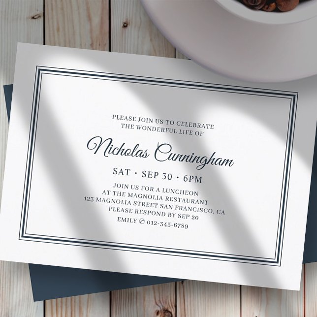 Invitation Memorial Funeral Classic Simple Élégant (Créateur téléchargé)