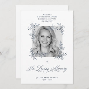 Invitation Memorial Hand Lettré Chic Flourish Grey Funeral
