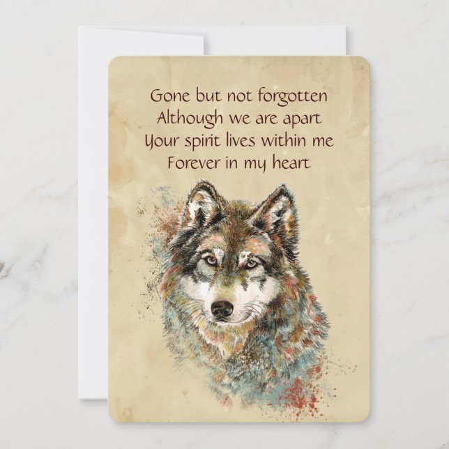 Invitation Memorial Keepsaké Wolf Wolf Animal art (Devant)