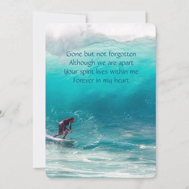 Invitation Memorial Poche Keepsaké Wave Surfer Eau (Devant)