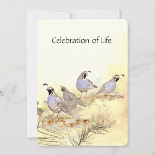 Invitation Memorial Service California Quail Bird Group
