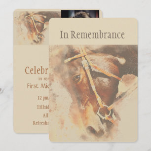 Invitation Memorial Service Classic Watercolor Horse