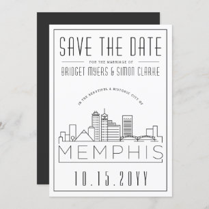 Invitation Memphis Mariage   Skyline stylisée Enregistrer la 