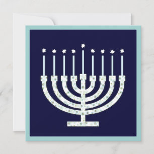 Invitation Menorah de Hanukkah avec bougies à pois