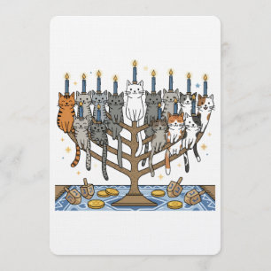 Invitation Menorah drôle de Hanukkah pour chats de Meowzel