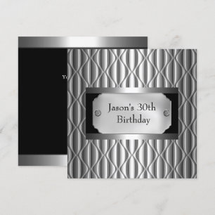 Invitation Mens 30ème métal Chrome noir style blanc argent