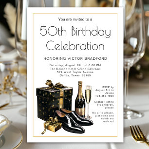 Invitation Mens Black Gold Formals Anniversaire
