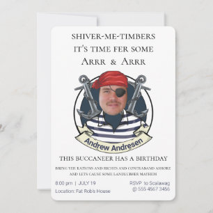 Invitation Mens Funny Pirate Anniversaire Ajouter votre visag