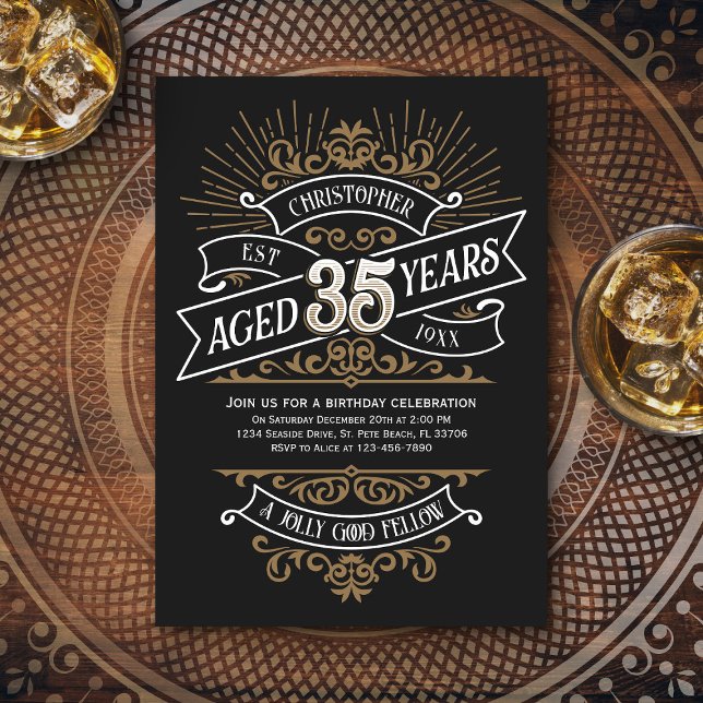 Invitation Mens Funny Whiskey 35e anniversaire (Créateur téléchargé)