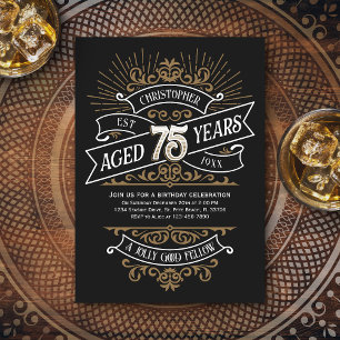 Invitation Mens Funny Whiskey 75e anniversaire