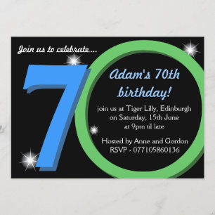 Invitation Mens Green / Blue Seveneth 70e anniversaire