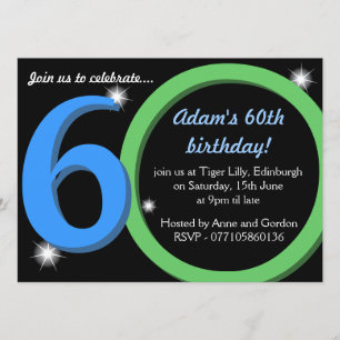 Invitation Mens Green / Blue Soixantième anniversaire