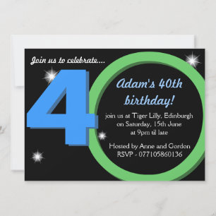 Invitation Mens Green / Blue Trentième 40ème anniversaire