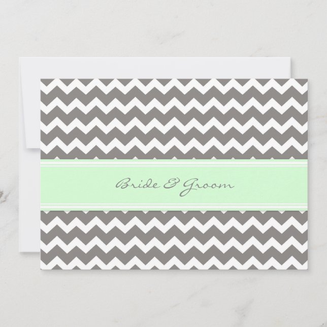 Invitation Menthe Chevron de gris d'invitations de mariage (Devant)