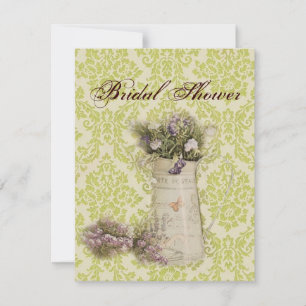 Invitation menthe vert damask pays fleur sauvage mariage