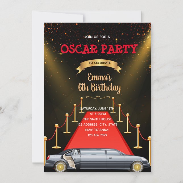 Invitation Mention d'anniversaire de la limousine rouge du ta (Devant)