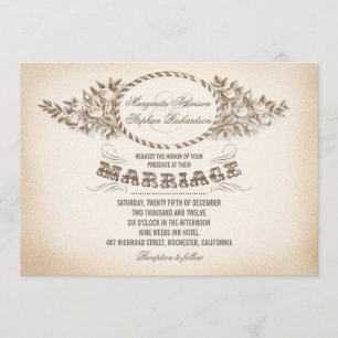 Invitation Mentions de mariage pour typographie vintage