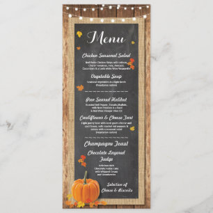 Invitation Menu Accueil Mariage Rustique Citrouille Chalk Car