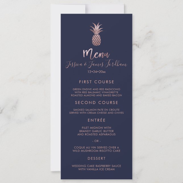 Invitation Menu Aiguille Rose Faux (Devant)