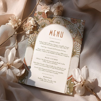 Invitation Menu Automne Mariage Art Nouveau Vintage par Mucha