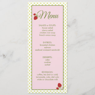Invitation Menu Baby shower fraise