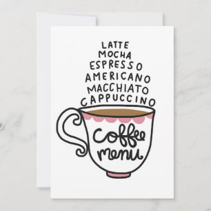 Invitation Menu Café Lover