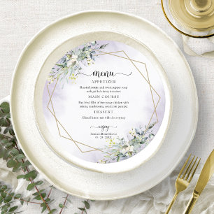 Invitation Menu circulaire de Baby Shower avec lavande violet