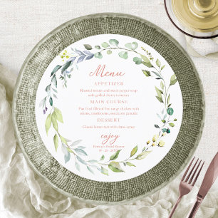 Invitation Menu circulaire pour douche de mariée eucalyptus v
