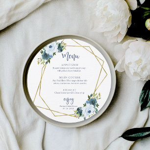 Invitation Menu circulaire pour la douche de mariée aux fleur