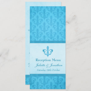 Invitation Menu d'accueil mariage Blue Fleur De Lis