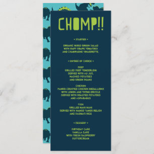 Invitation Menu d'anniversaire Dinosaur moderne