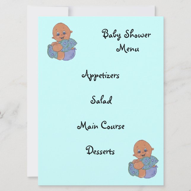 Invitation menu de baby shower (Devant)