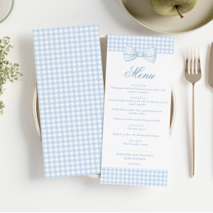 Invitation Menu de Baby Shower pour Petit Garçon avec Nœud Pa