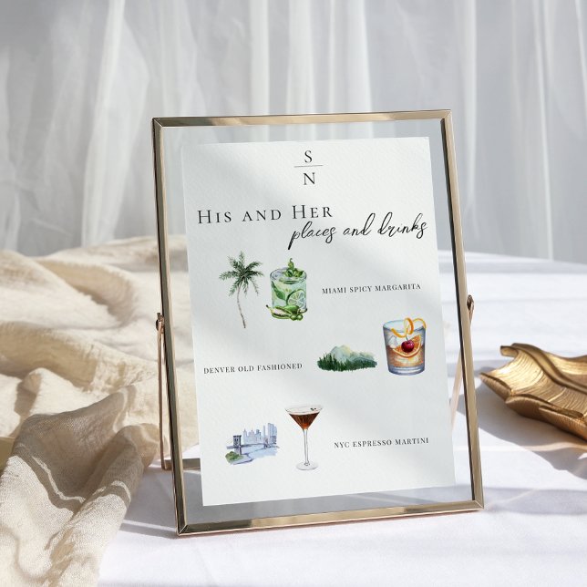 Invitation Menu de boissons de signature de la mariée et du m (Créateur téléchargé)