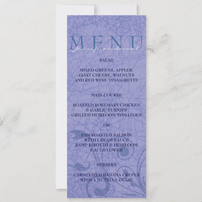 Invitation Menu de danse de chaise Hora Mariage juif Dîner So (Devant)