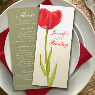 Invitation Menu de dîner de réception de mariage aux tulipes 