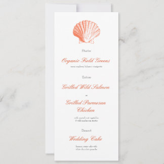Invitation Menu de dîner de réception de mariage Coquilles de