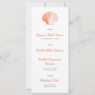 Invitation Menu de dîner de réception de mariage Coral Seashe